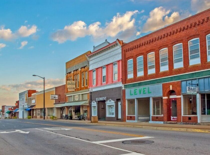 main street with shops