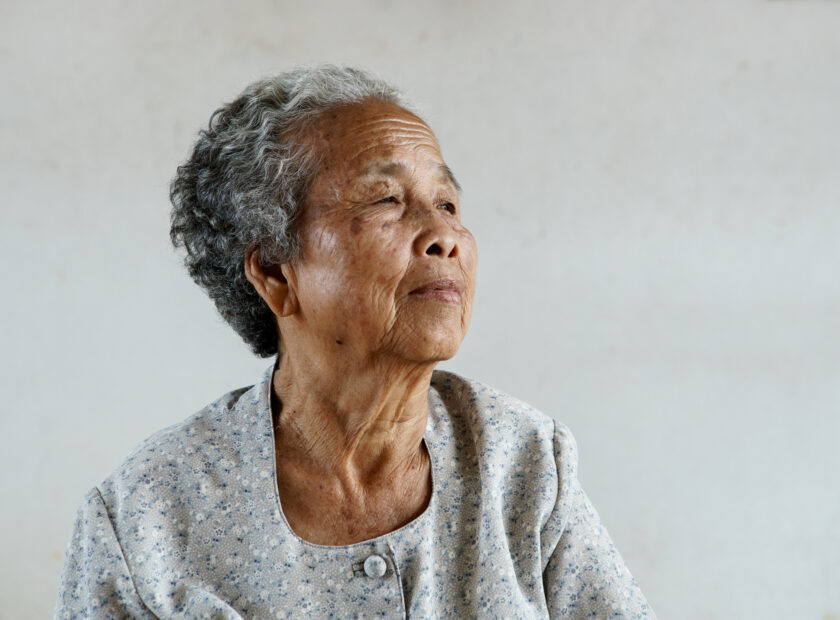 Smilling of happy Asian elderly senior on white background