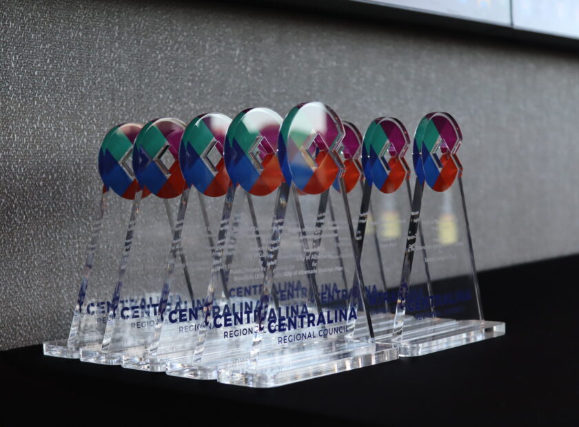 glass awards on a table